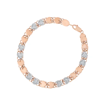 Embellished Heart Rose Gold Link Bracelet