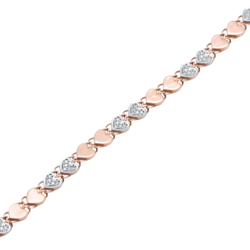 Embellished Heart Rose Gold Link Bracelet
