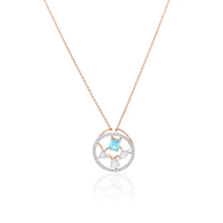 Luxurious Blue Colour Stone Diamond Pendant
