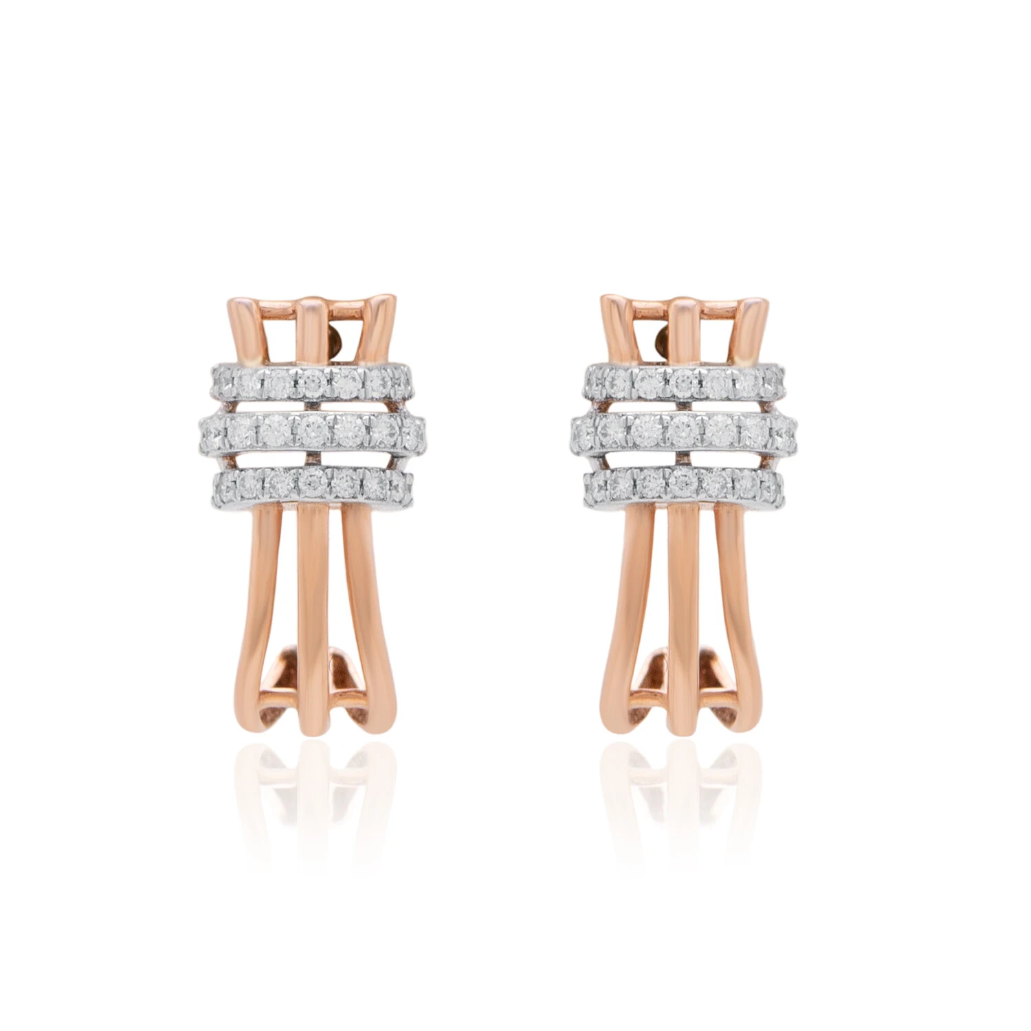 Elegant Three Line Diamond Tops Earrings