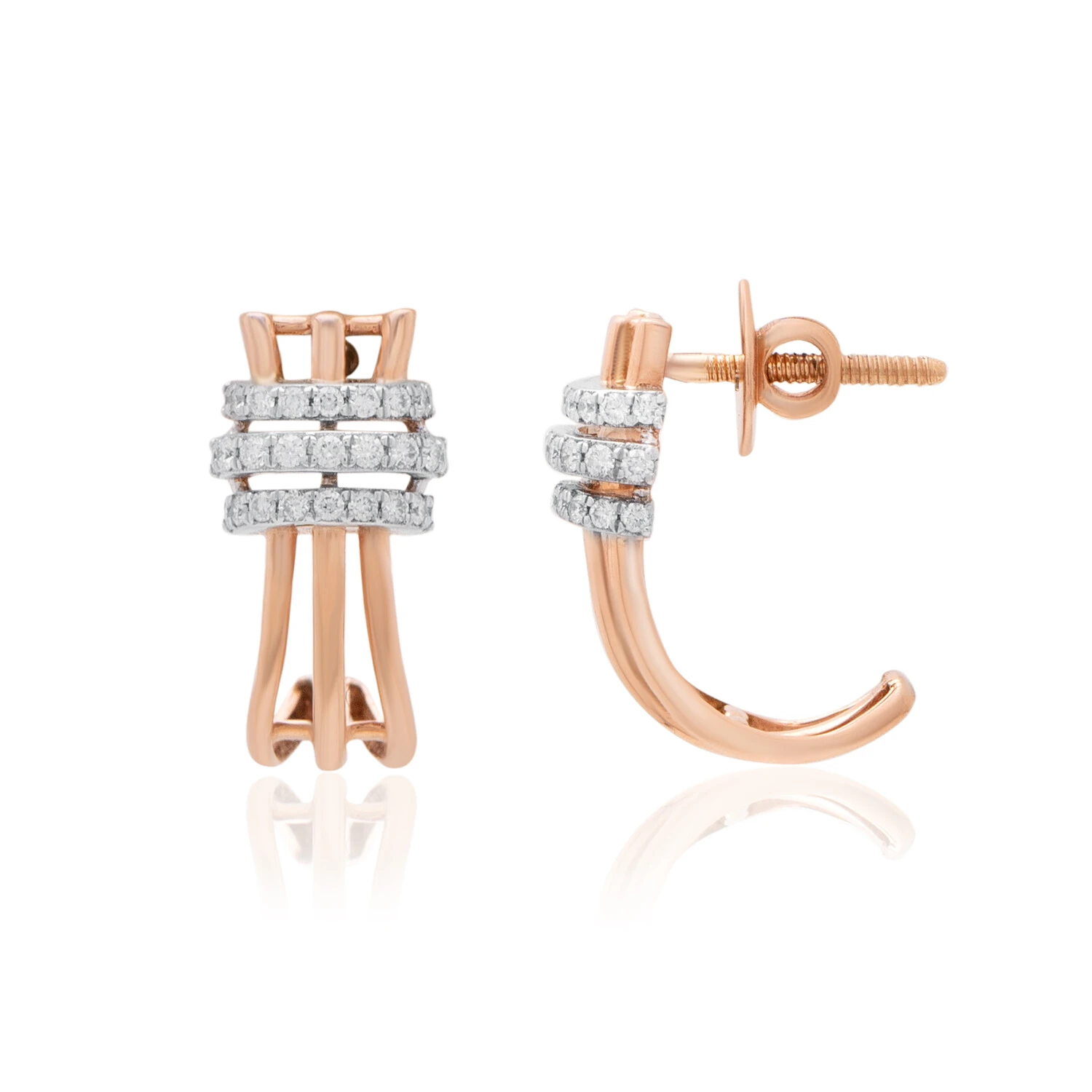 Elegant Three Line Diamond Tops Earrings