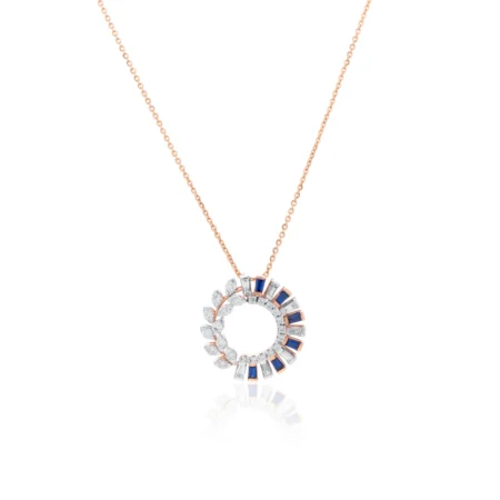 Wheel of Glamour Color Stone Diamond Pendant