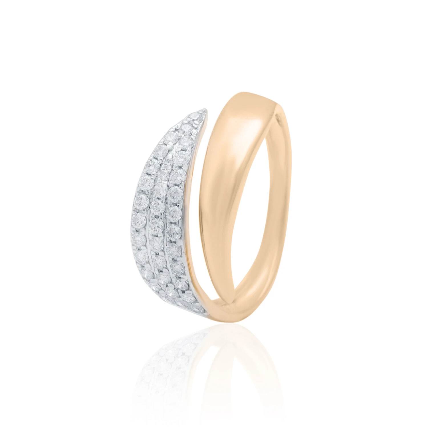 Embrace of Warmth Diamond Studded Gold Band Ring 1 Embrace of Warmth Diamond Gold Band Ring