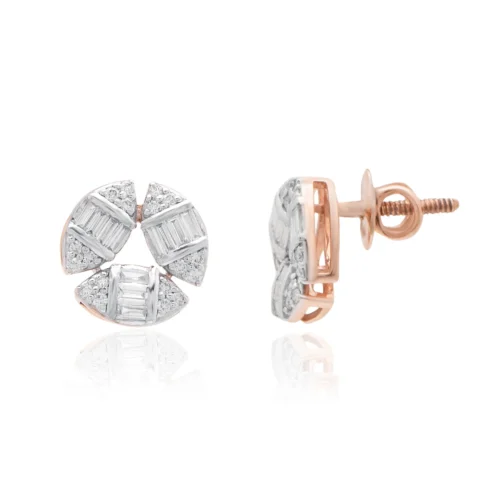 Geomatric Floral Diamond Tops Earrings For Refined Elegance