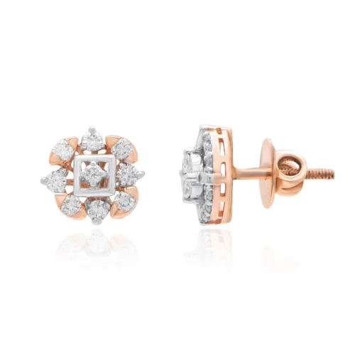 Geomatric Floral Diamond Tops Earrings