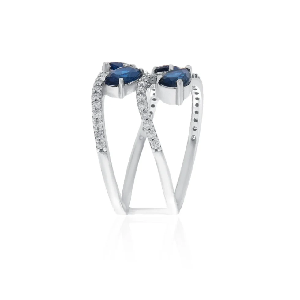 Twin Sapphire Diamond Ring