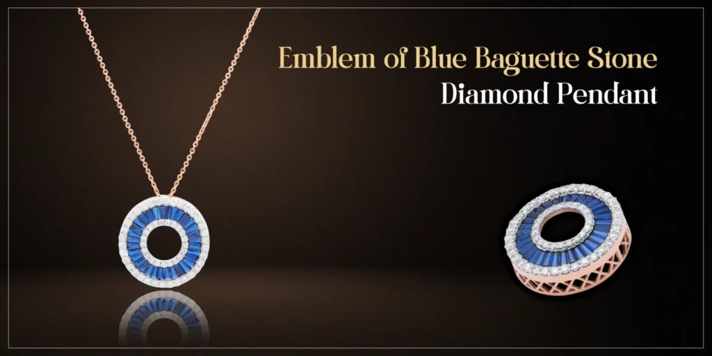 Emblem of Blue Baguette Diamond Pendant