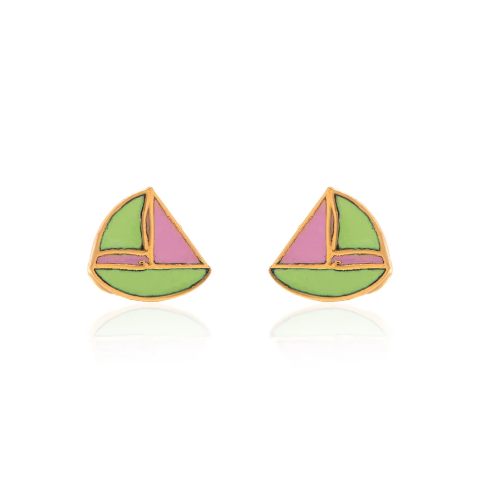 Mini Boat Kid's Gold Earrings 1 Mini Boat Kid's Gold Earrings