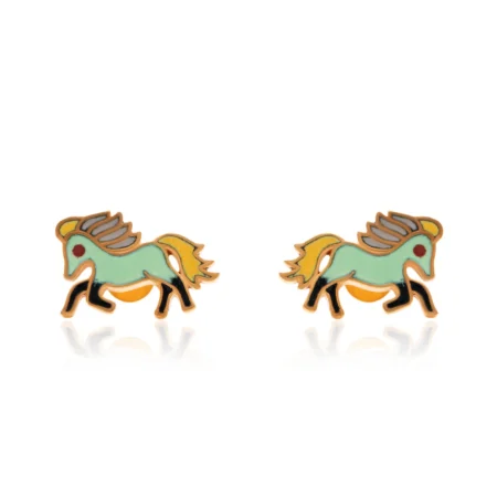 Running Horse Kid's Gold Earrings
