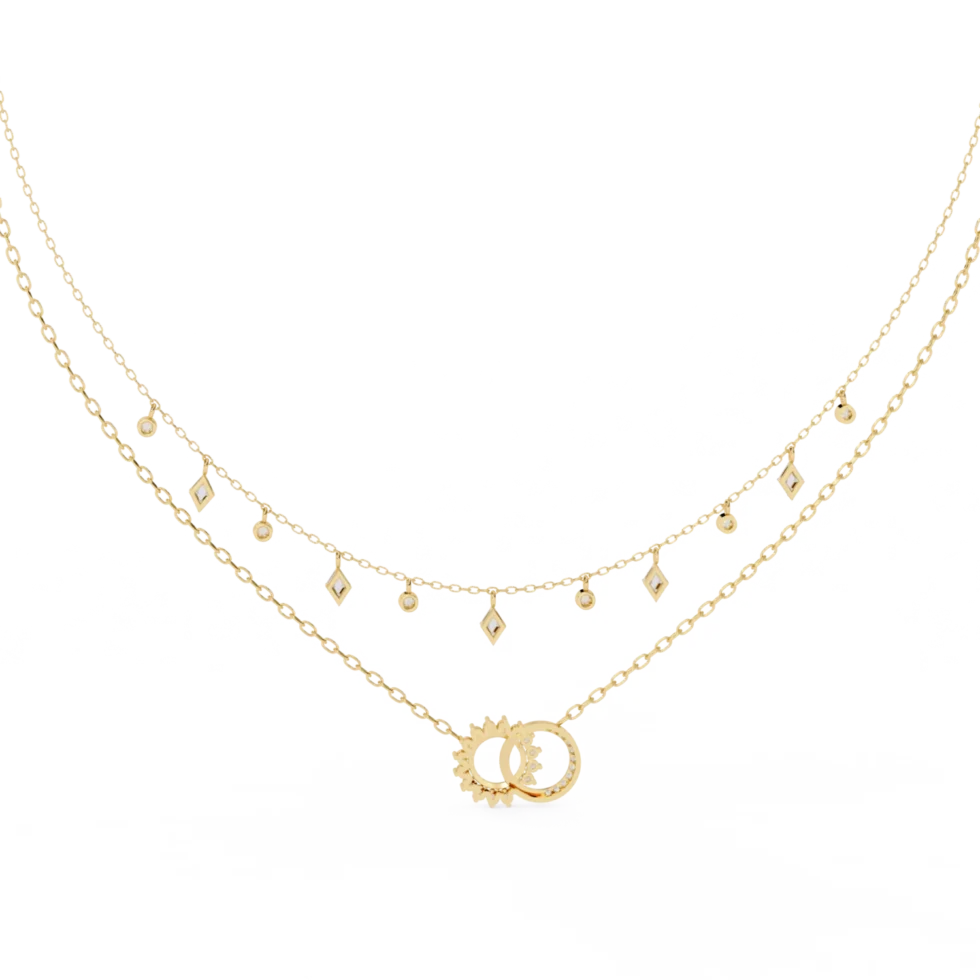 Dual Shine Necklace In Yellow Gold