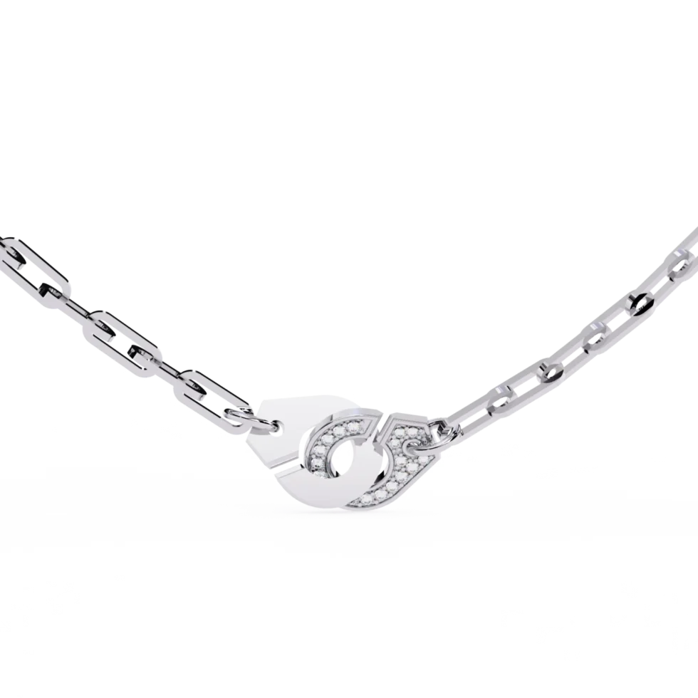 Lock And Luxe Necklace In White Gold