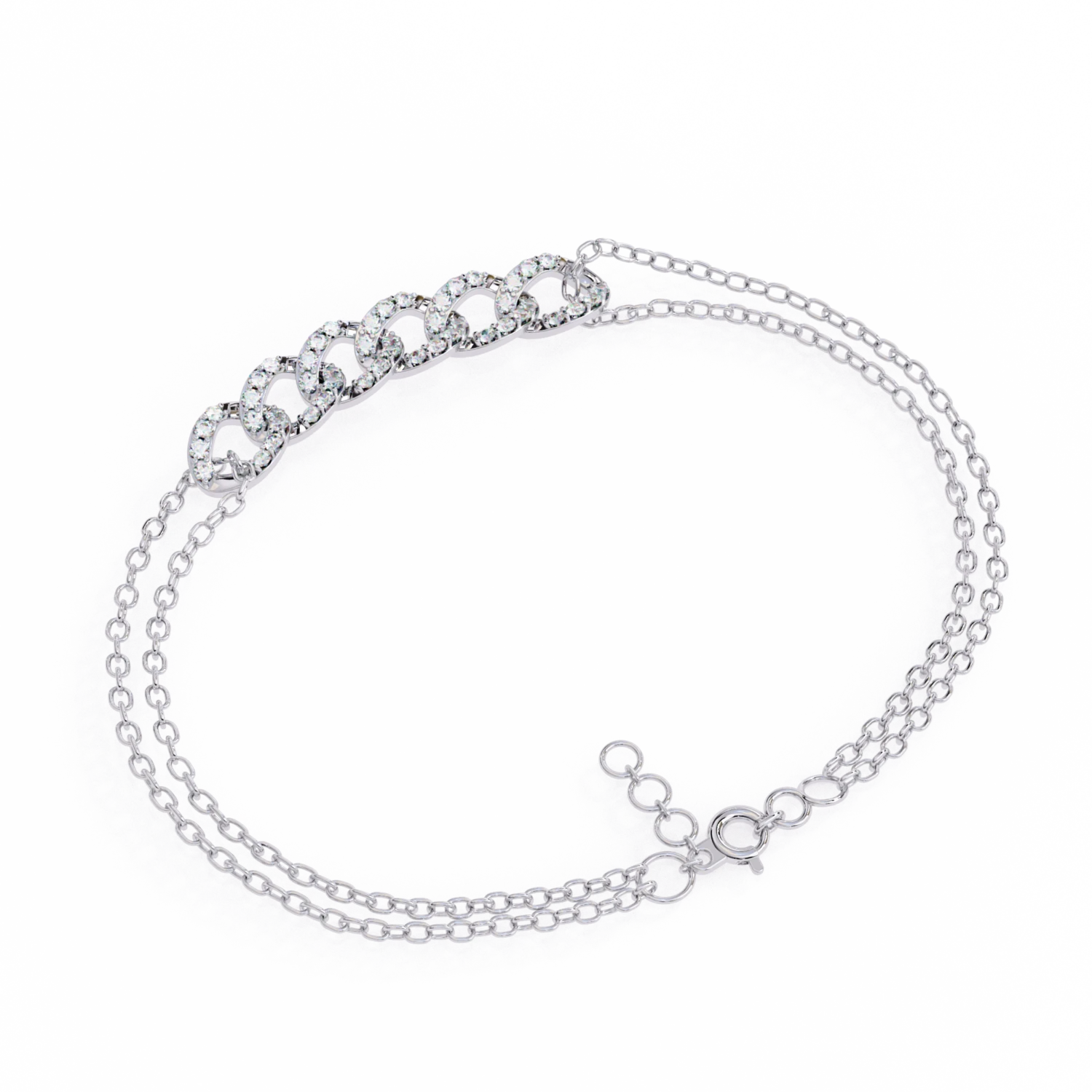 Double Chain Bracelet With Embellished Links
