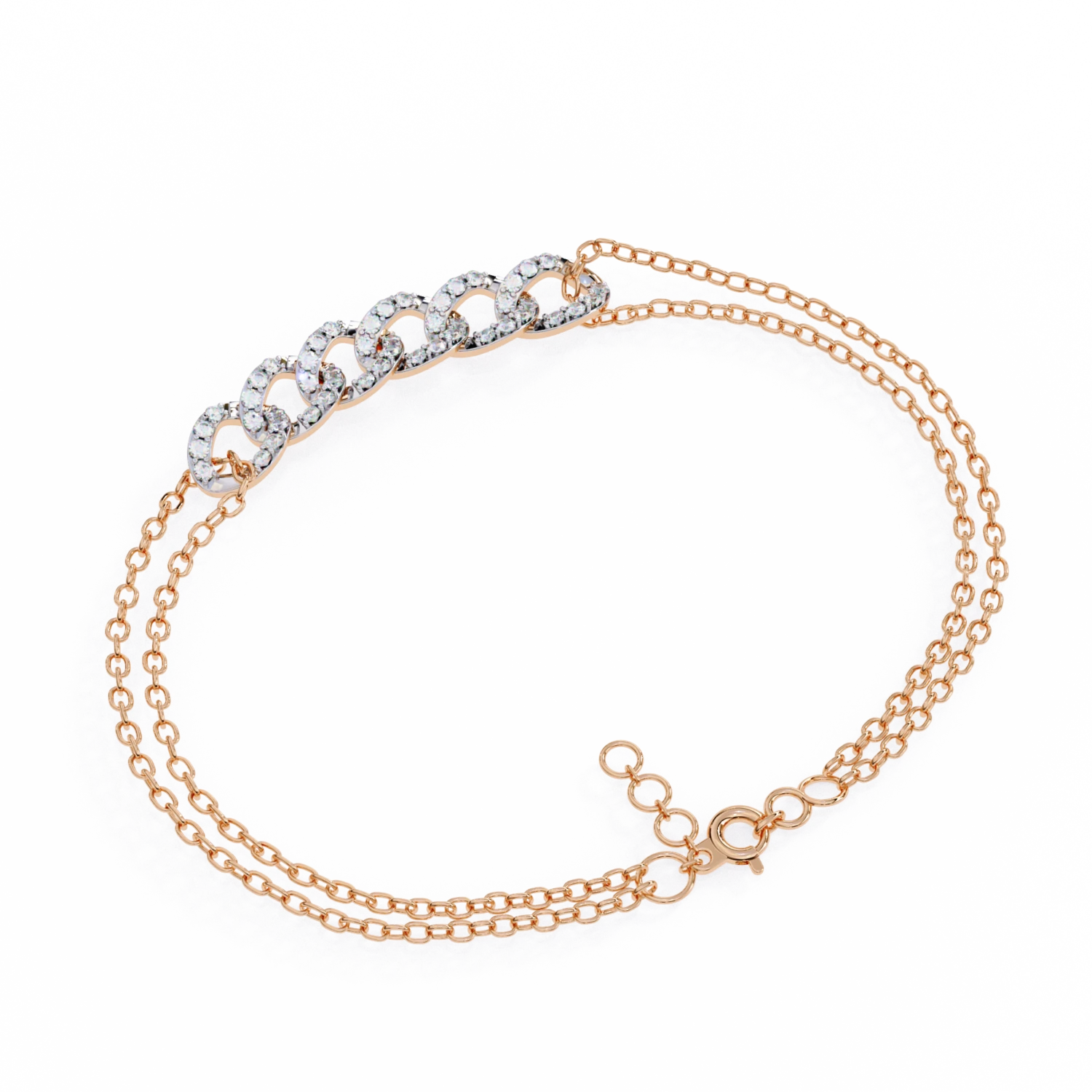 Double Chain Bracelet With Embellished Links