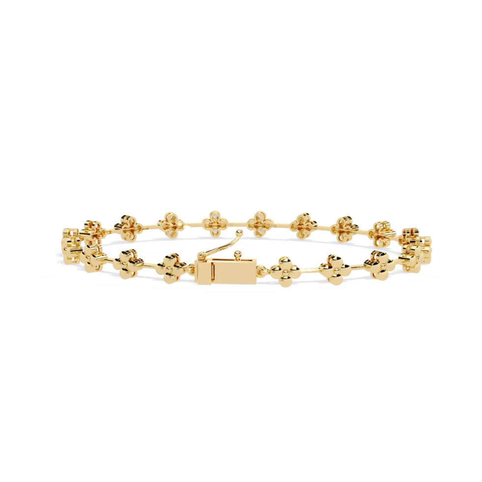 Diamond Tennis Bracelet With Flower Motif