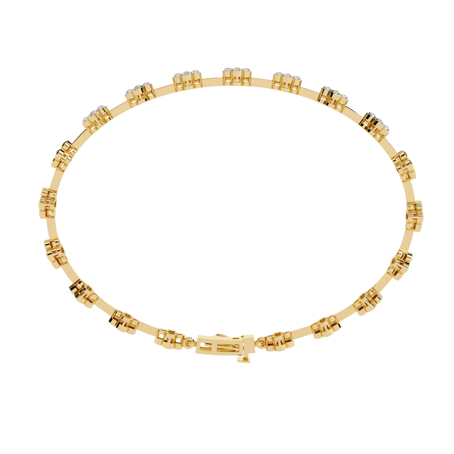 Diamond Tennis Bracelet With Flower Motif