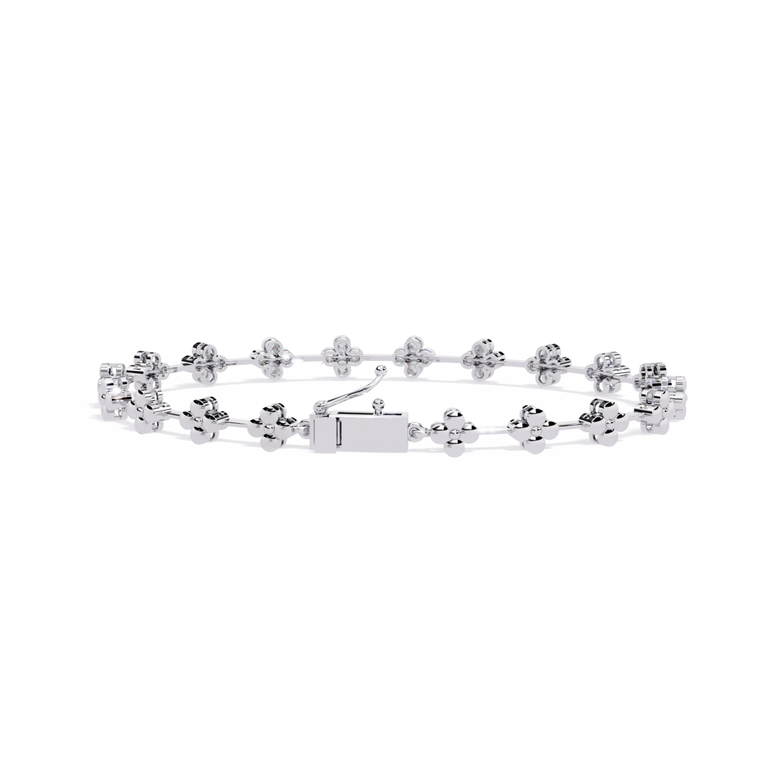 Diamond Tennis Bracelet With Flower Motif