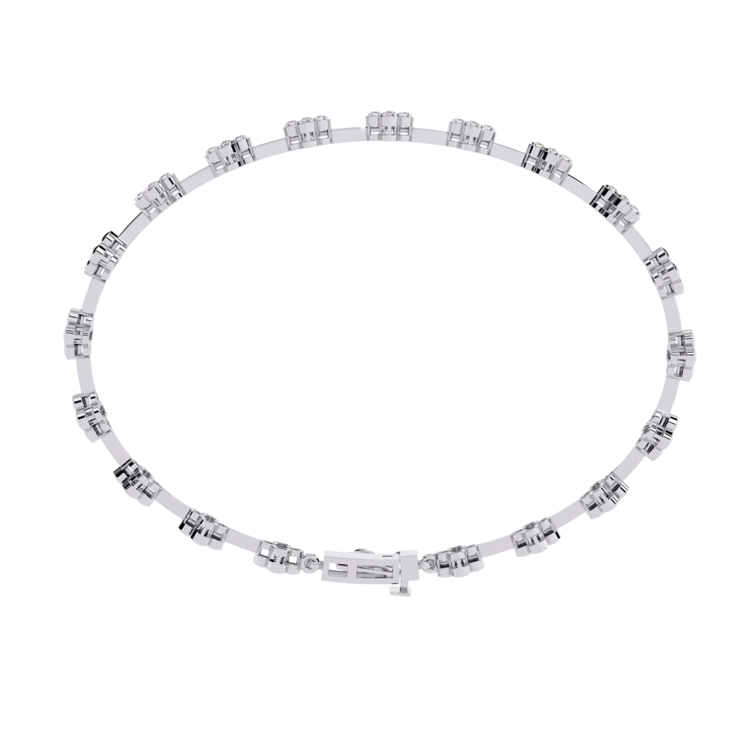 Diamond Tennis Bracelet With Flower Motif