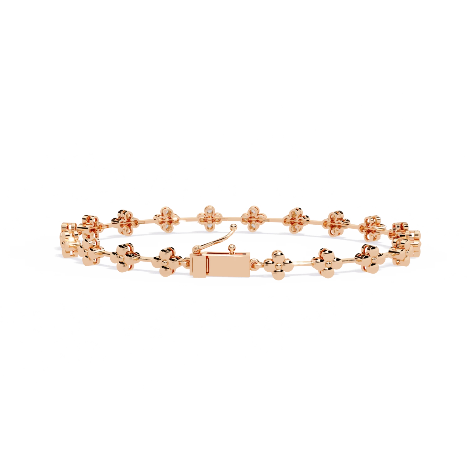 Diamond Tennis Bracelet With Flower Motif
