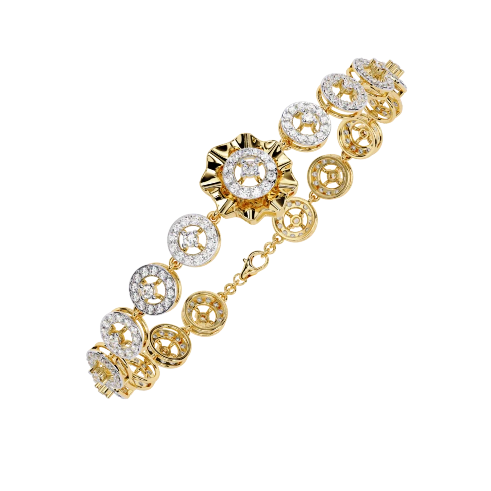 Geometric Disc Link Bracelet 1 Geometric Disc Link Bracelet With 18K Yellow Gold With Lab Grown Diamond