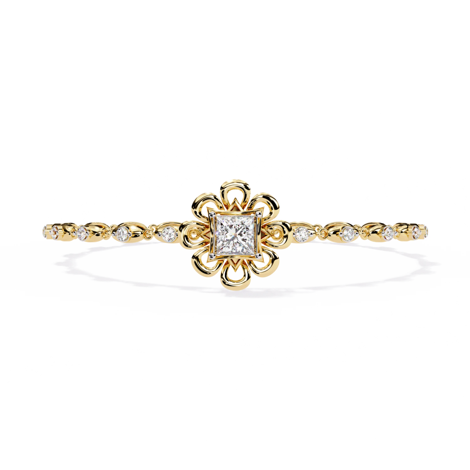 Princess Floral Diamond Bracelet (Solitaire Prices Separate) 1 Princess Floral Diamond Bracelet