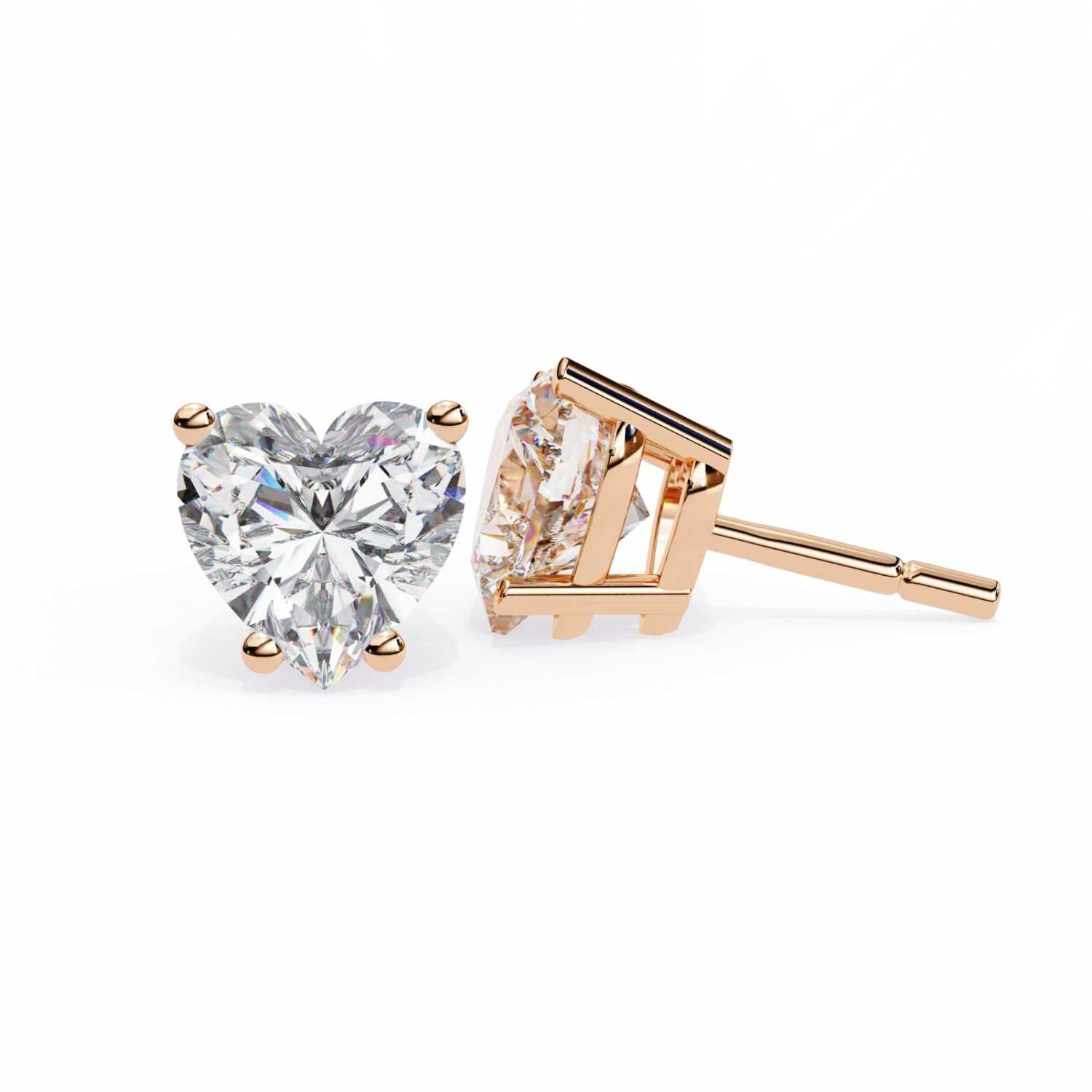 Forever Heart Diamond Stud Earrings