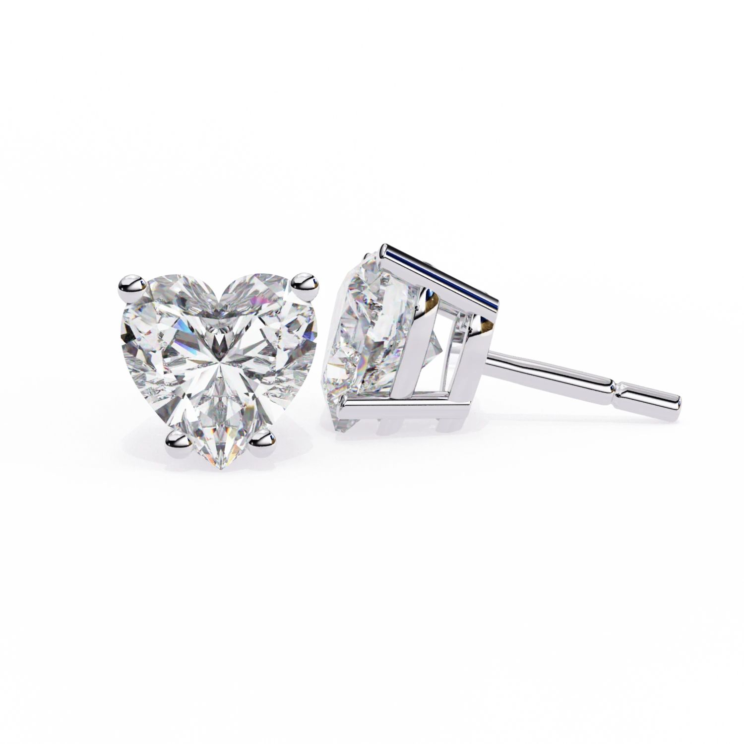 Forever Heart Diamond Stud Earrings