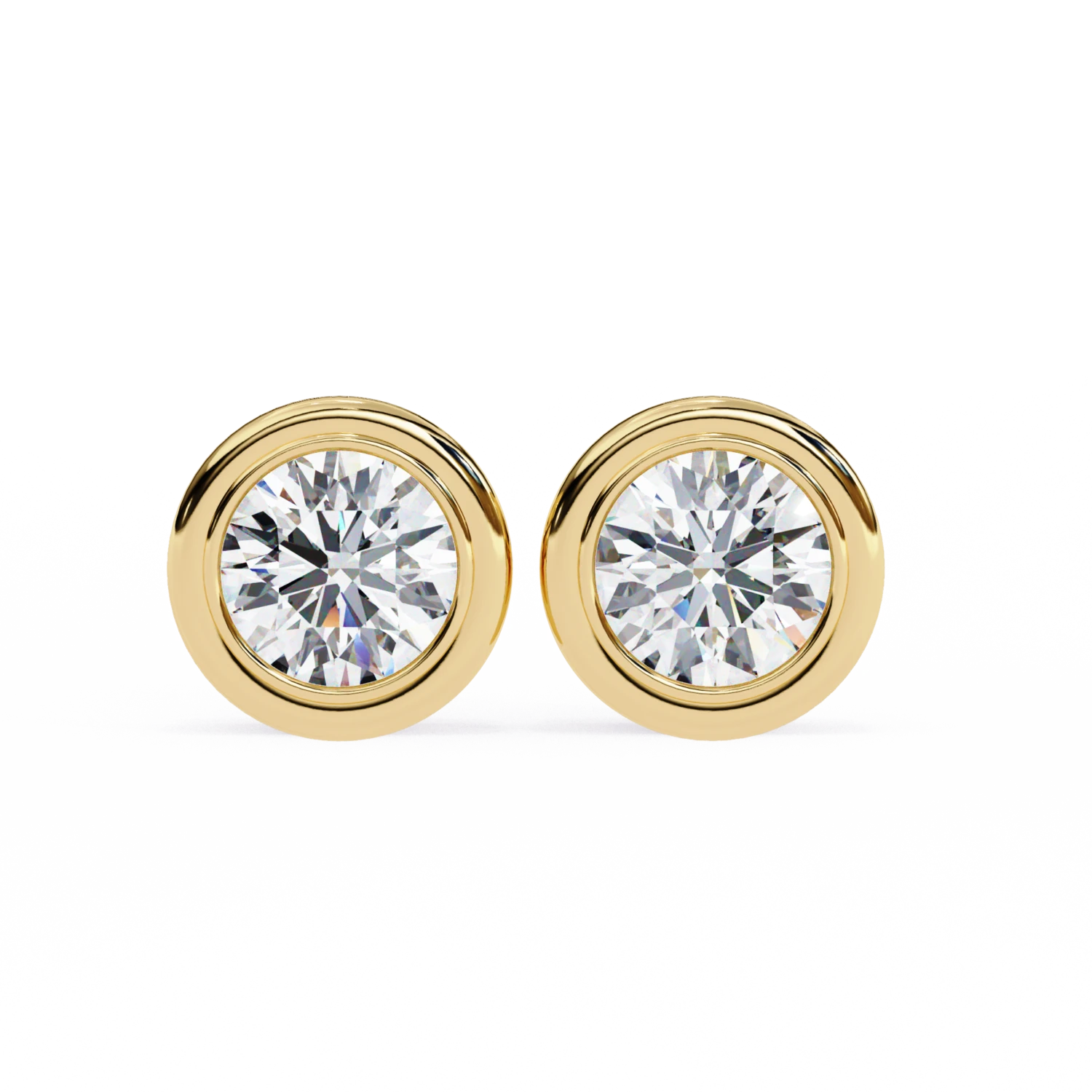 Bezel Set Diamond Stud Earrings