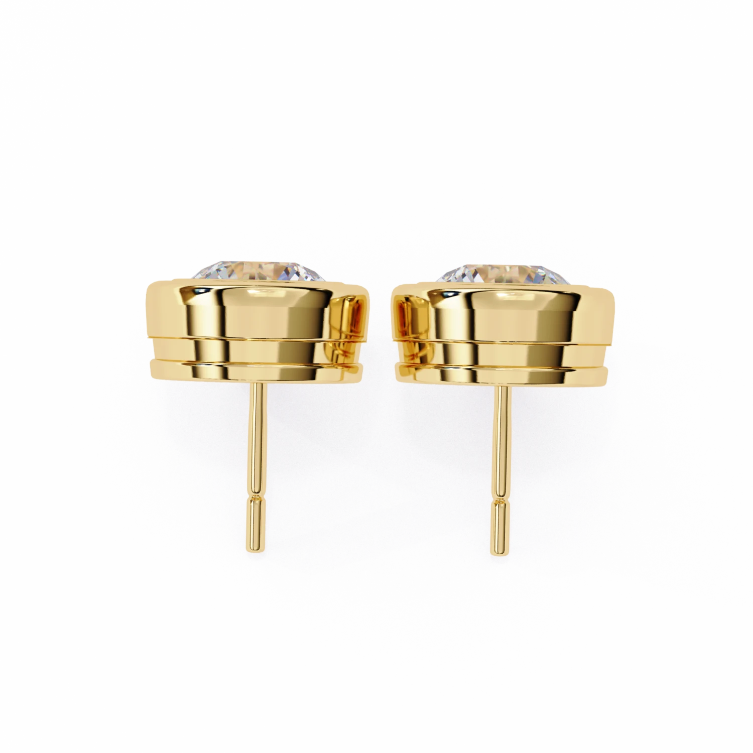 Bezel Set Diamond Stud Earrings