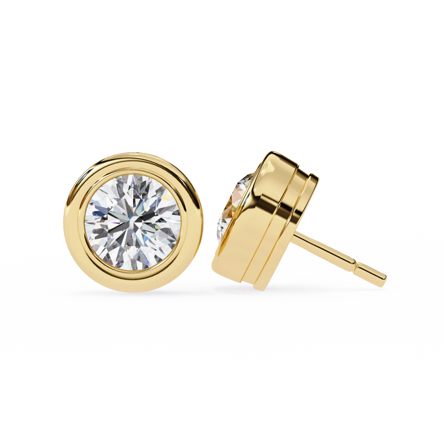 Bezel Set Diamond Stud Earrings