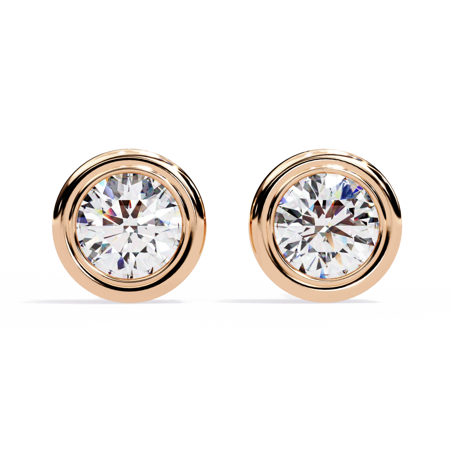 Bezel Set Diamond Stud Earrings