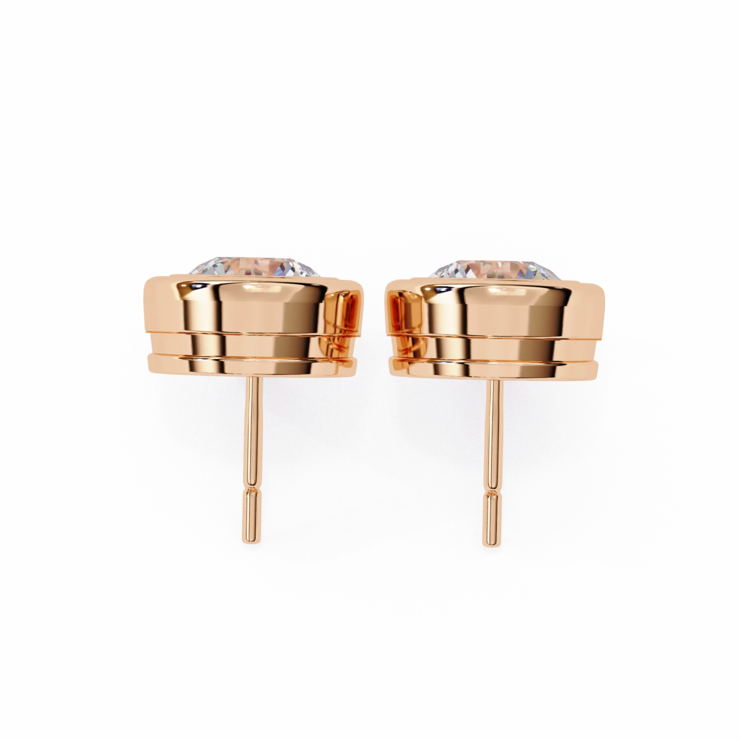 Bezel Set Diamond Stud Earrings