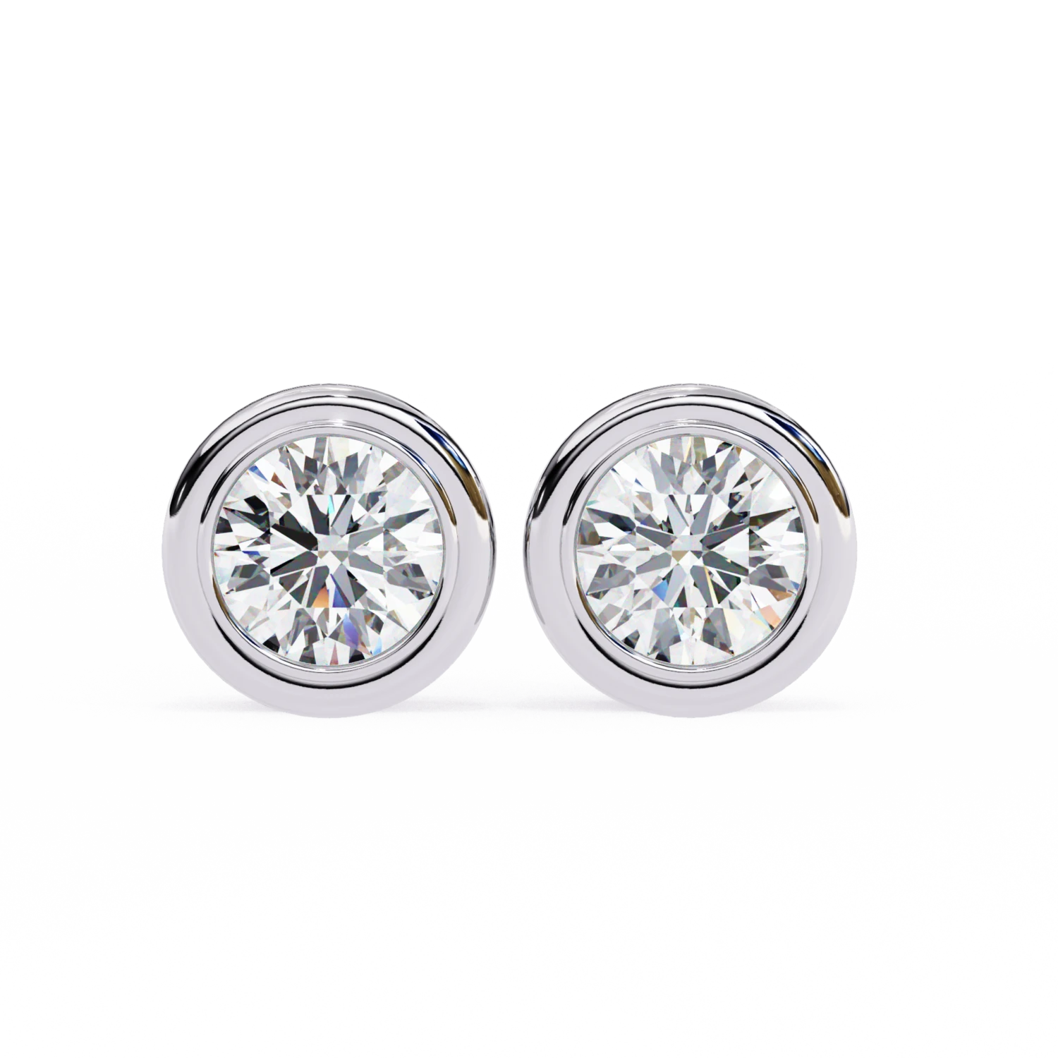 Bezel Set Diamond Stud Earrings