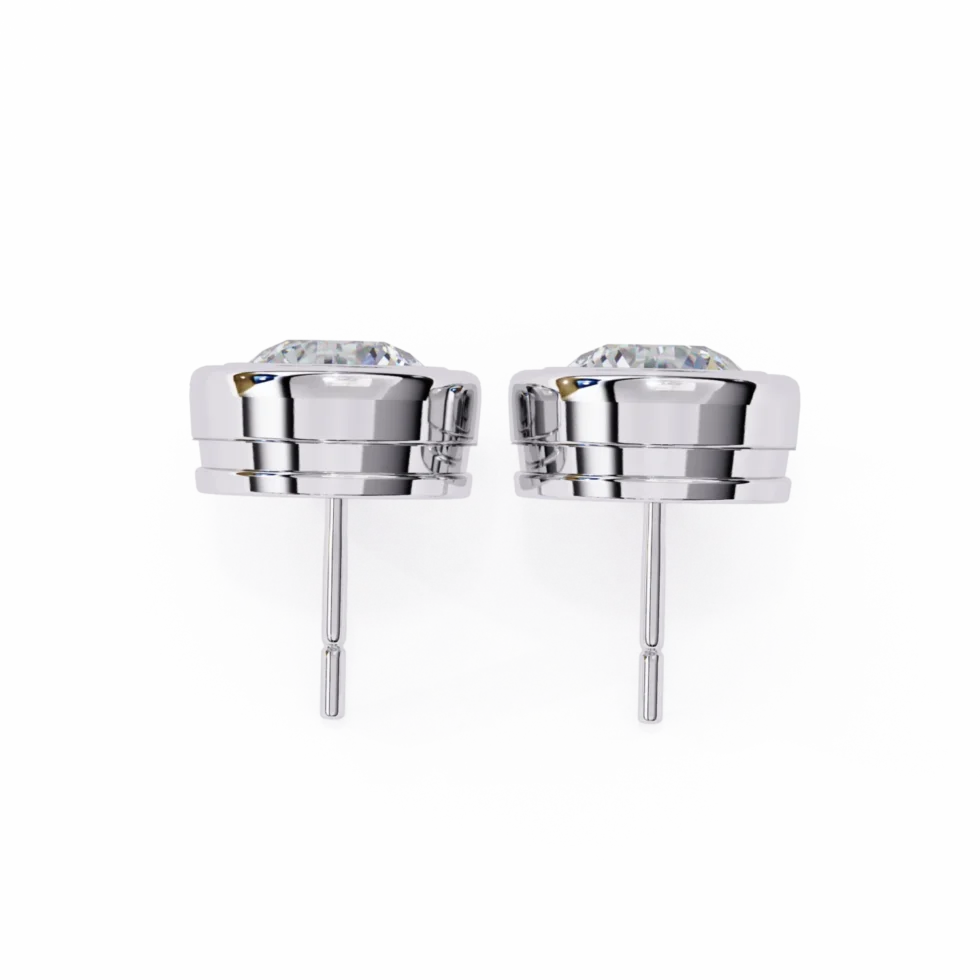 Bezel Set Diamond Stud Earrings