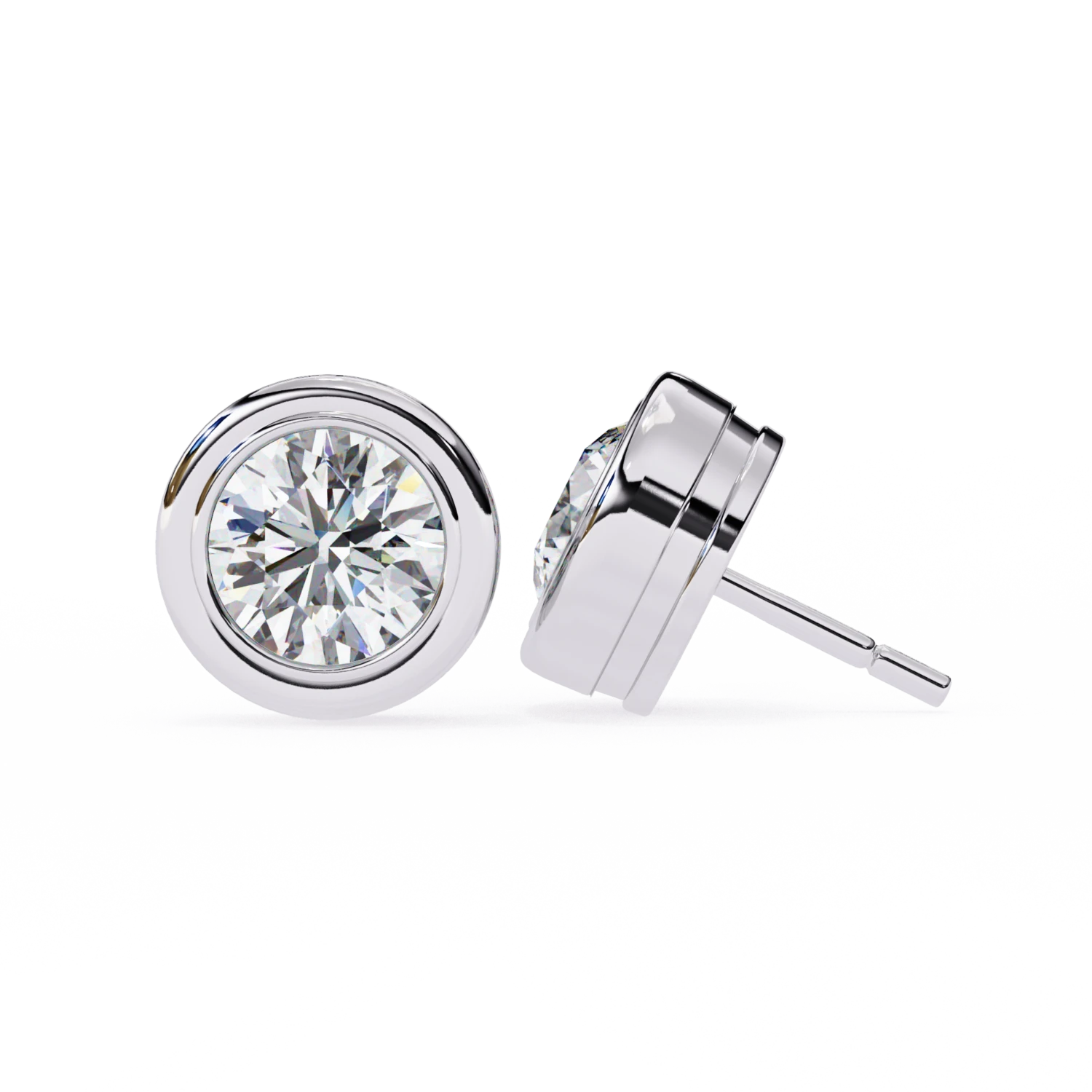 Bezel Set Diamond Stud Earrings