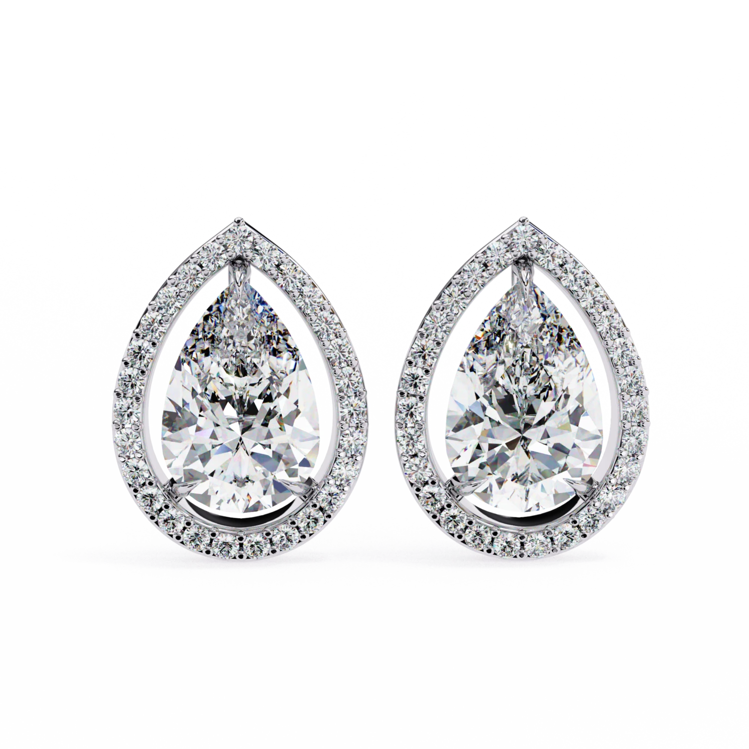 Radiant Pear-Shaped Diamond Earrings