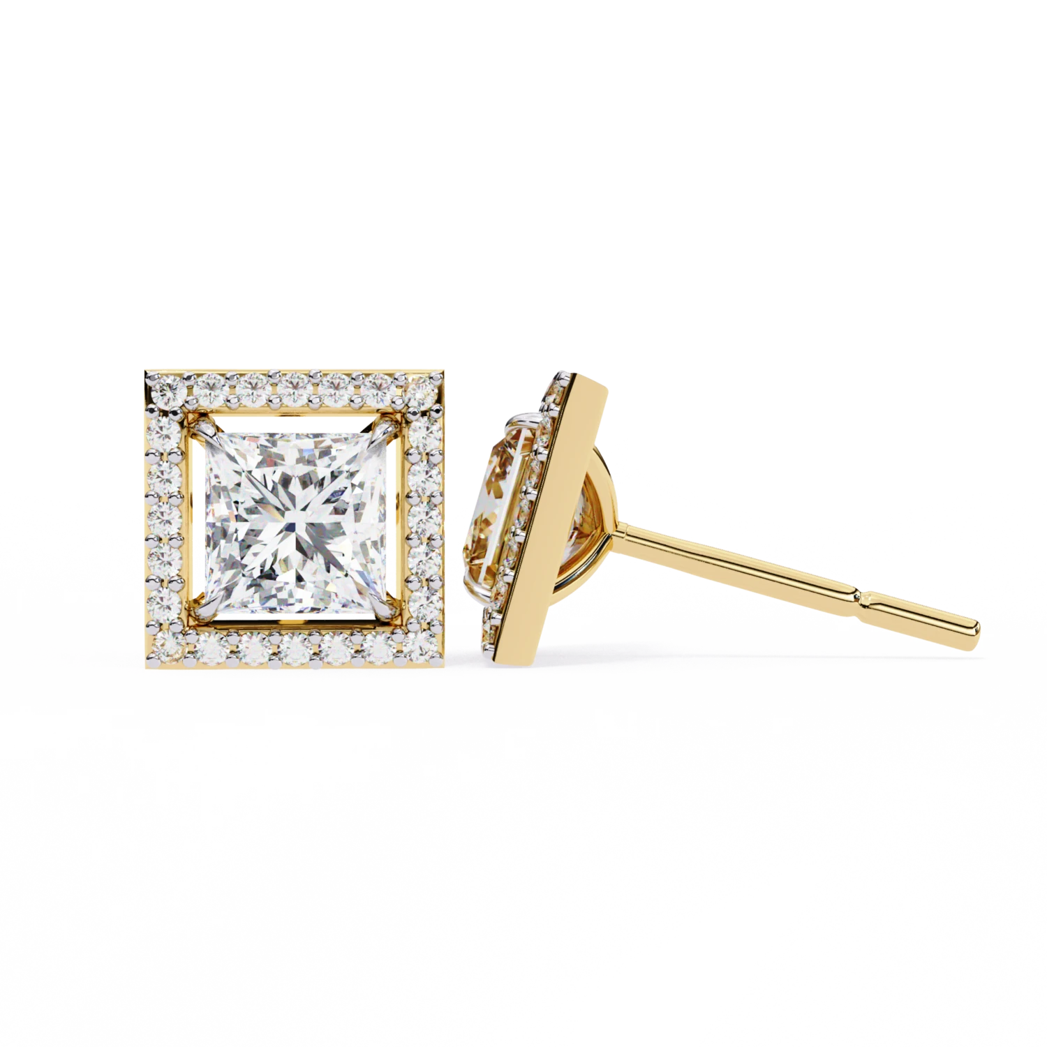 Radiant Princess Cut Stud Earrings