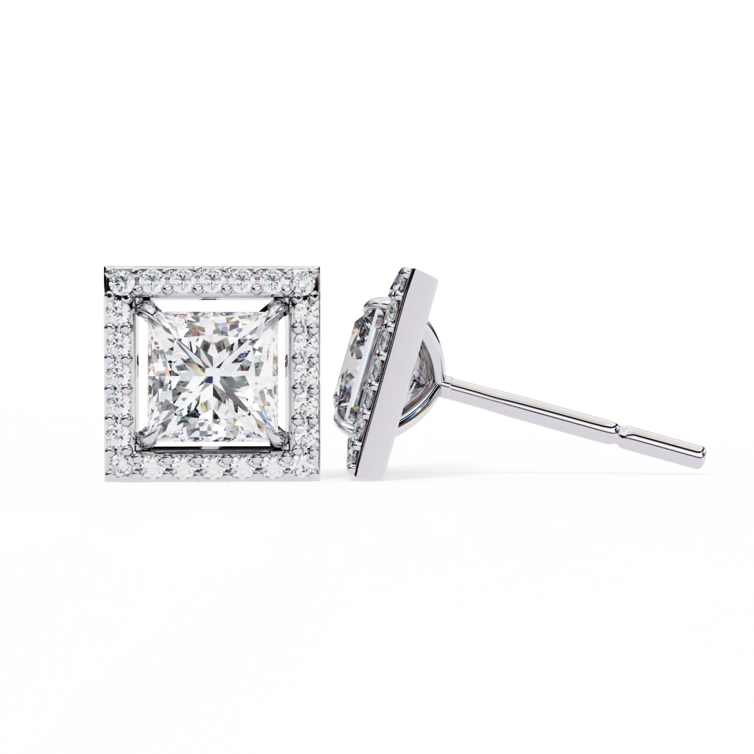 Radiant Princess Cut Stud Earrings