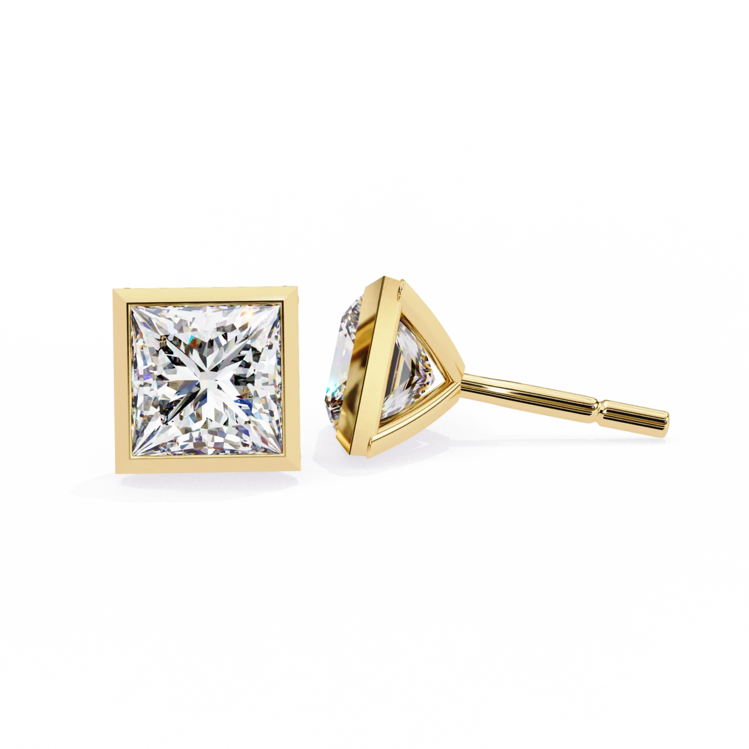 Modern Princess Diamond Studs (Solitaire Prices Separate)