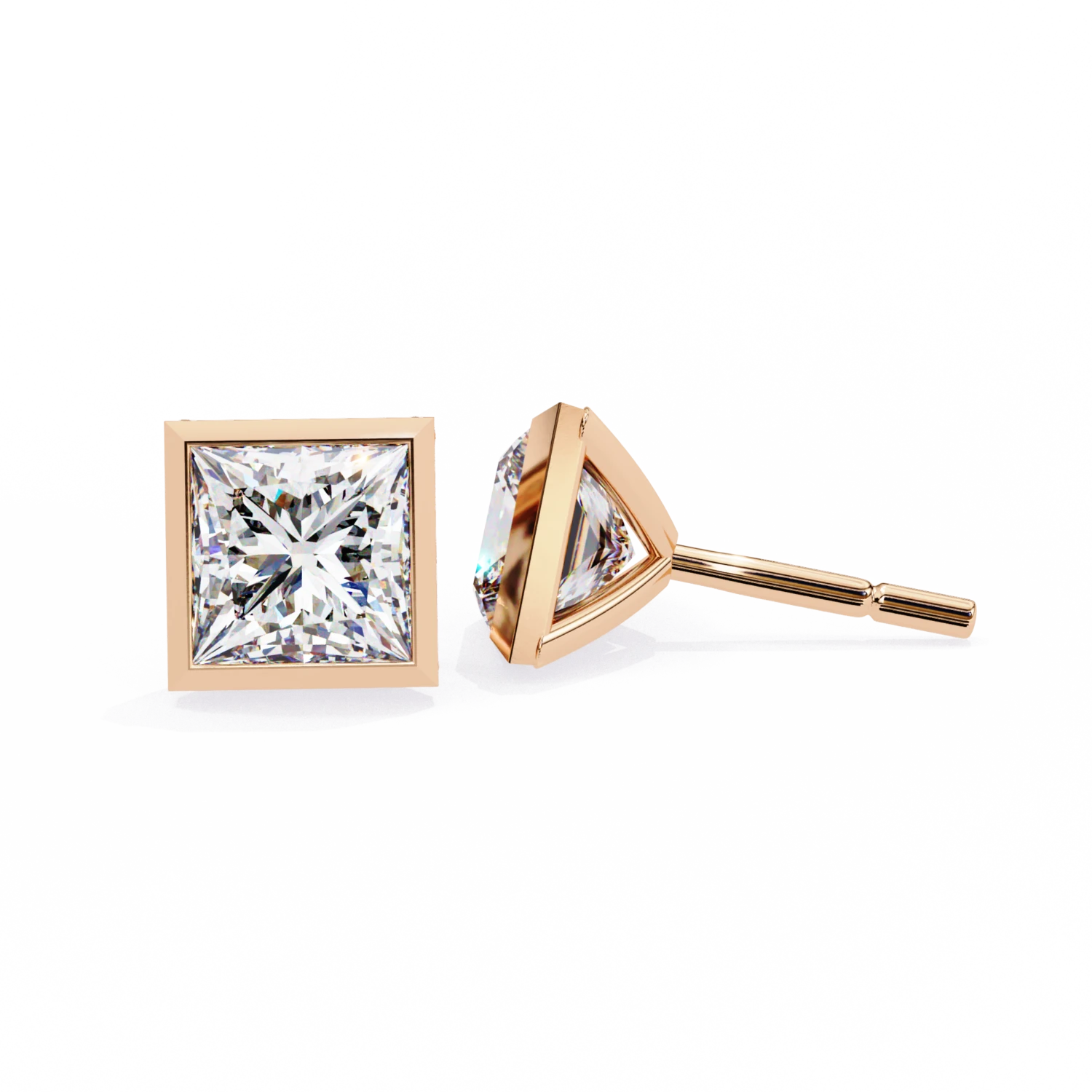 Modern Princess Diamond Studs (Solitaire Prices Separate)