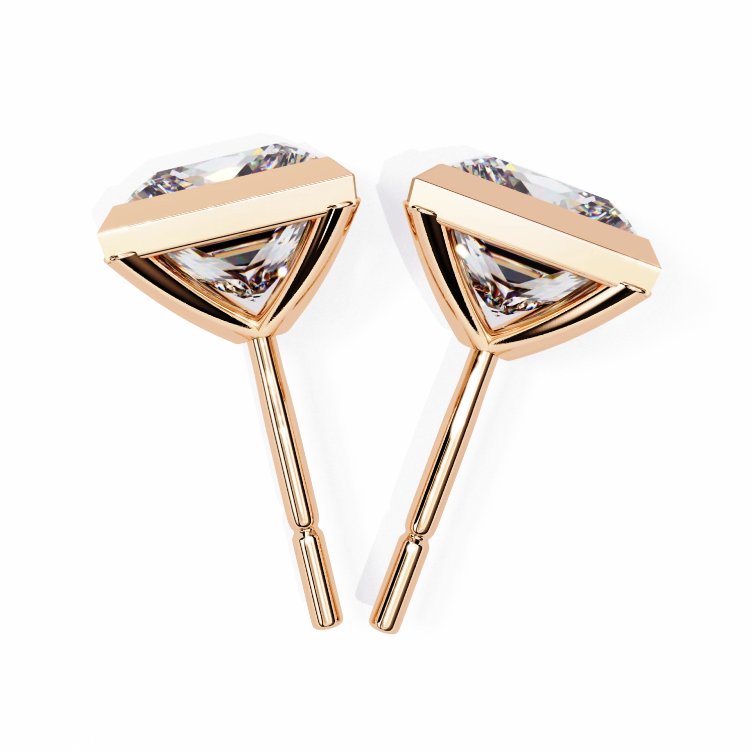 Modern Princess Diamond Studs (Solitaire Prices Separate)