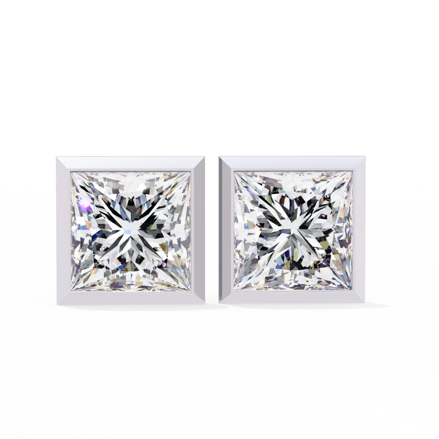 Modern Princess Diamond Studs (Solitaire Prices Separate)