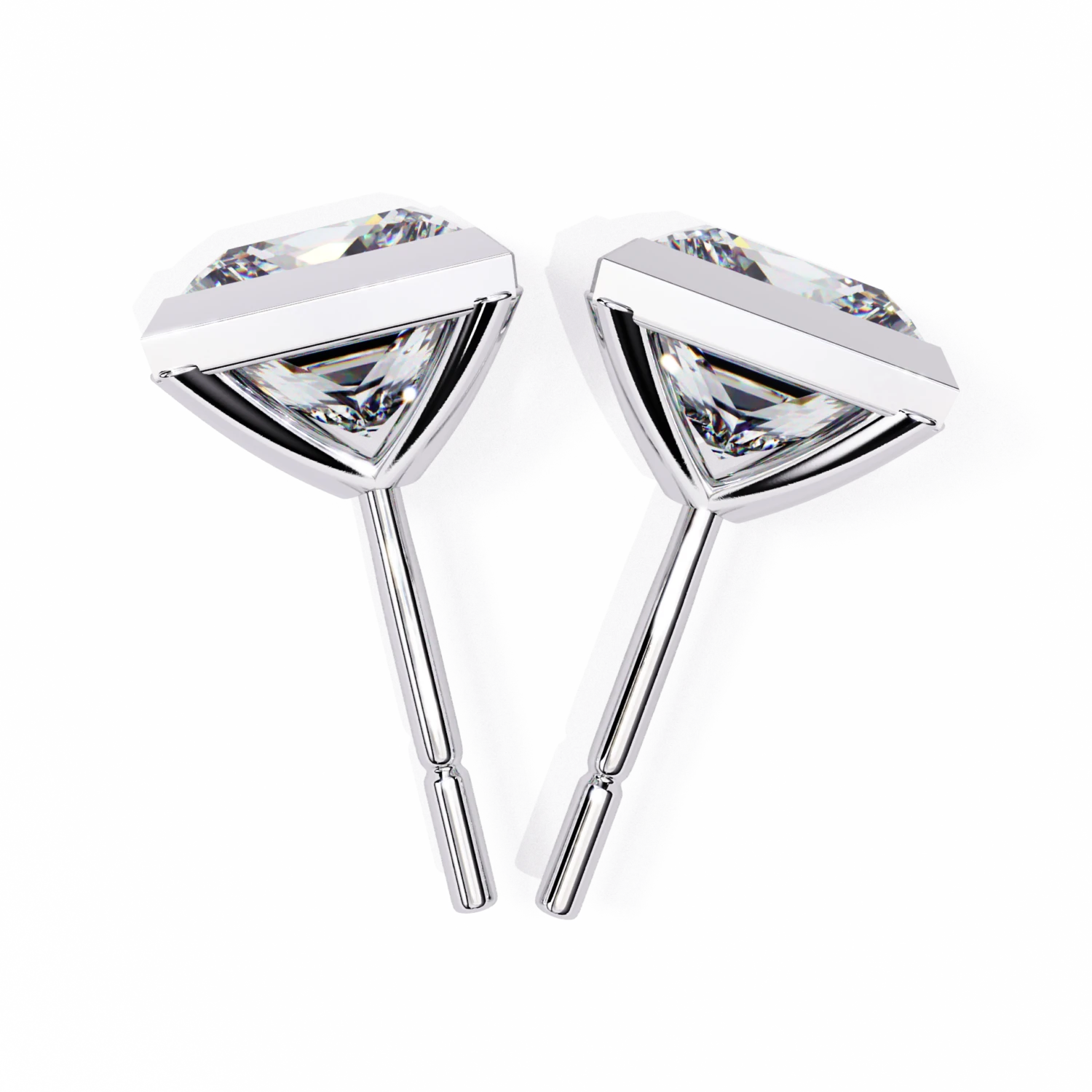 Modern Princess Diamond Studs (Solitaire Prices Separate)
